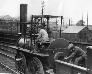 19th Century Prints: Stephensons locomotive No. 1 - centenary celebrations - Locomotion No