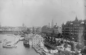 Stinnes House in Hamburg. Opposite the world famous Ulster Pavilion stands