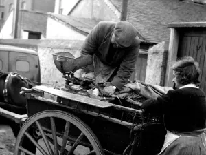 Cart Prints: Street fish seller. Penzance, Cornwall