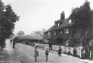 Victorian Collection: A street scene from 1907 of Great Chart, Ashford, Kent, children playing in the