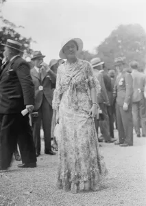 Striking fashions at French Grand Prix meeting at Longchamps. One of the striking
