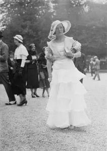 Striking fashions at French Grand Prix meeting at Longchamps. One of the striking