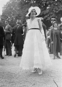 Striking fashions at French Grand Prix meeting at Longchamps. One of the striking