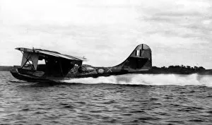 Ww2 Wwii World War Two Collection: A striking picture of Cataline flying boat taking off on the 24-hour patrol over the Atlantic