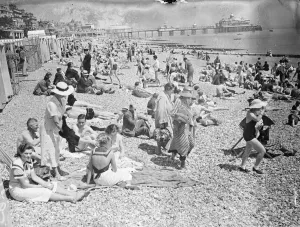 Sussex Life Prints: Sunday crowds at Eastbourne. Eastbourne was crowded with Sunday visitors who enjoyed