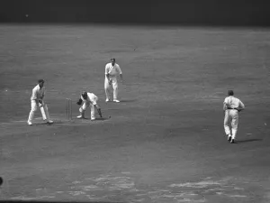 Surrey versus Kent at the Oval, London Ridgewell, the Surrey Wicket keeper nearly