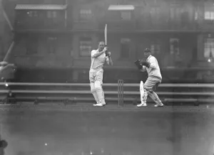 Surrey versus Warwickshire at the Oval. Ducat who scored 166, hitting a ball from R Es Wyatt