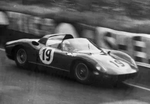 Race Prints: Surtees warms up. Le Mans, France; British driver, John Surtees takes his Italian