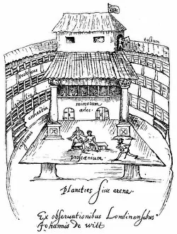 Stage Collection: The Swan Theatre, London, 1596, (1893). The Swan theatre was built by Francis Langley in c1595