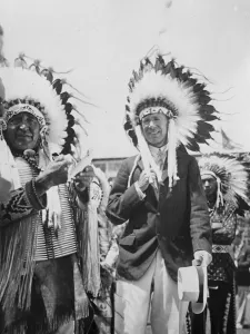 Swedens Crown Prince Leopold adopted by tribe of Arapahoe Indians. Crown