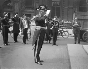 Swedish Admiral at the Cenotaph. Admiral Riben, the Commander in Chief of