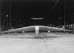 Framed Print : The tail less aeroplane, designed by Capt G T R Hill, MC. A rear view of