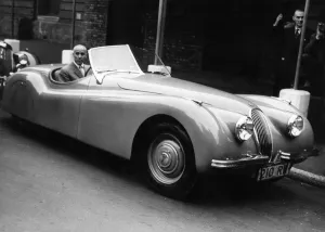Tazio Nuvalari, the Italian motor racing veteran - seated at the wheel of the super