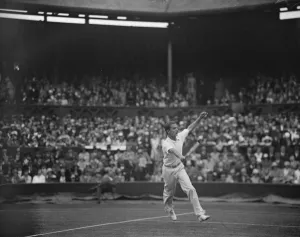 Tennis at Wimbledon. J Kozeluh in play. 26 June 1929