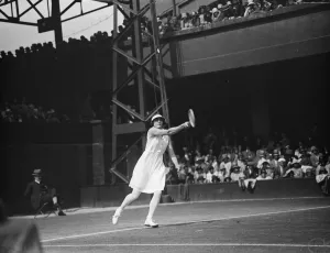 Tennis at Wimbledon. Miss Eileen Bennett in play. 29 June 1929
