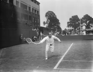 Tennis at Wimbledon. R Lycett in play. 23 June 1926