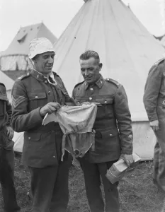 Territorial Army recruits at camp in Lympne, Kent. General inspection