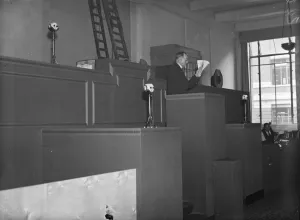 Testing wireless apparatus for Kings speech at Economic Conference. There is
