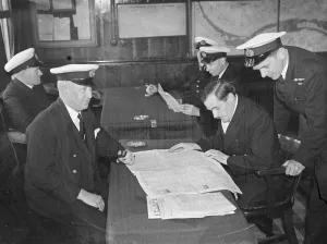 Thames pilots at Gravesend, Kent, who help ships navigate through the congested