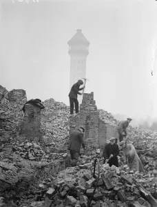 Thirteen months after, still clearing the Crystal Palace site. More than a year