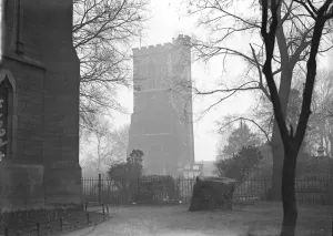 The thirteenth century bell tower at Hornsey which has survived two churches