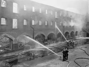 London Life Prints: Thousands of gallons of water poared into burning railway depot. One of the biggest