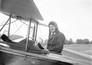 Framed Print : Five Tiger Moth machines fly to Yorkshire. Sir John Rhodes with his machine Framed Print : Five Tiger Moth machines fly to Yorkshire. Sir John Rhodes with his machine
