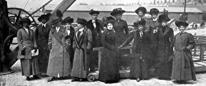 Titanic and Ocean Liners Collection: Titanic survivors Picked up by the Carpathia : surviving sewardesses of the Titanic