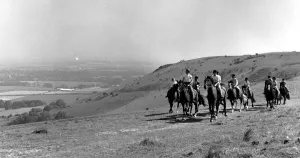 Riding Prints: Treking across country on the Sussex Downs 3 September 1962