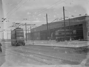 Double Decker Prints: Trolley bus garage at Bexleyheath, Kent. 1936