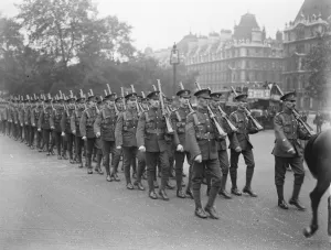 Trooping of the Colours A company of the Welsh Guard on their way to Hyde Park for