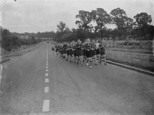 Education Prints: Troops on a training cross country run in North Kent. 1939