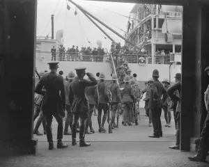 The troopship Nevasa at Southampton on the departures of 17th / 21st Lancers