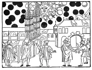 UFOs Unidentified flying objects in the skies on 7 August 1566 (the month after