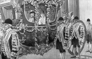 Royal Coach Prints: Uncrowned and crowned: their Majesties before and after the Abby Ceremony