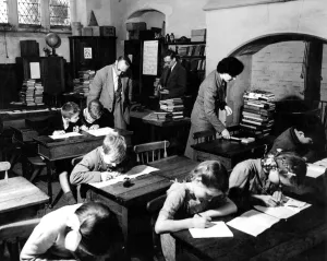 Desk Prints: One of the most unusual places of a public library is a school. This picture was