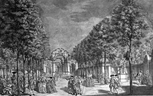Vauxhall And Lambeth Prints: Vauxhall Gardens - engraving by L. J. Muller History of London - Vauxhall / Lambeth