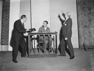 The venturers society rehearse An American Tragedy at Apollo Theatre. Left to right