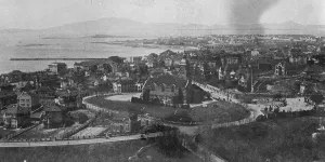 A view of Tsingtau, China, showing Christ Church in the foreground. 6 May 1928