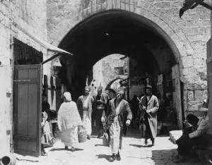 Mixed Prints: Views of Jerusalem. A street scene in the Mohammedan quarter of the City. 1 September