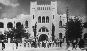 Views of Palestine. Tel Aviv, the gymnasium in Herzl St. 1 September 1929