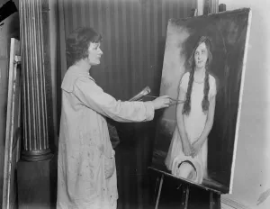 Viscount Falkland poses for his portrait by Mrs Dorothy Macavity at her London studio