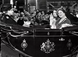 Waving Collection: A warm welcome home to the Queen Mother, who is seen accompanied by the Queen, The