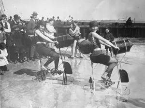 Quirky Prints: Water Belles on Water Bicycles These charming girls on water bicycles caused something