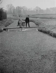 Farming Prints: The Watercress beds in Footscray, Kent cared for by Mr and Mrs Johnstone seen walking