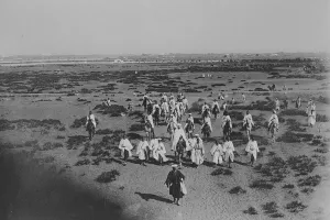 On his way to pray in the desert The Sultan of Morocco photogaphed on a recent Friday