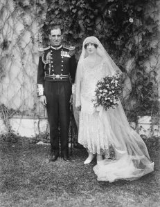 Wedding of Lady Margaret Scott and Lt Commander G Hawkins in CApe Town Bride