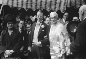 Wedding. Miss E Scotney was married at St Clement Dans to Mr D H Russell. Bride and Bridegroom