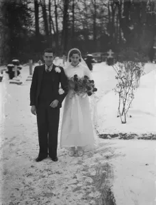 The wedding of Miss I Herman held in Foots Cray, Kent. The bride and bridegroom