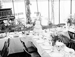 Crowd Collection: The wedding of of the Griffins in Swanley. The wedding cake. 1936